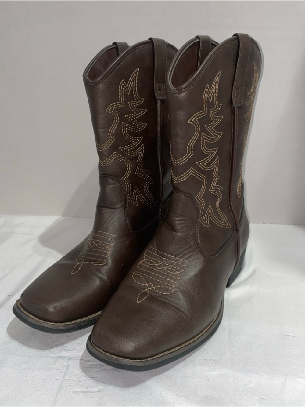 Rodeo Ropers Colt‎ Kids Brown Western Cowboy Boots Square Toe 5M 430032